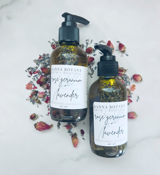 Lavender + Geranium Flower Infused Bath + Body Oil